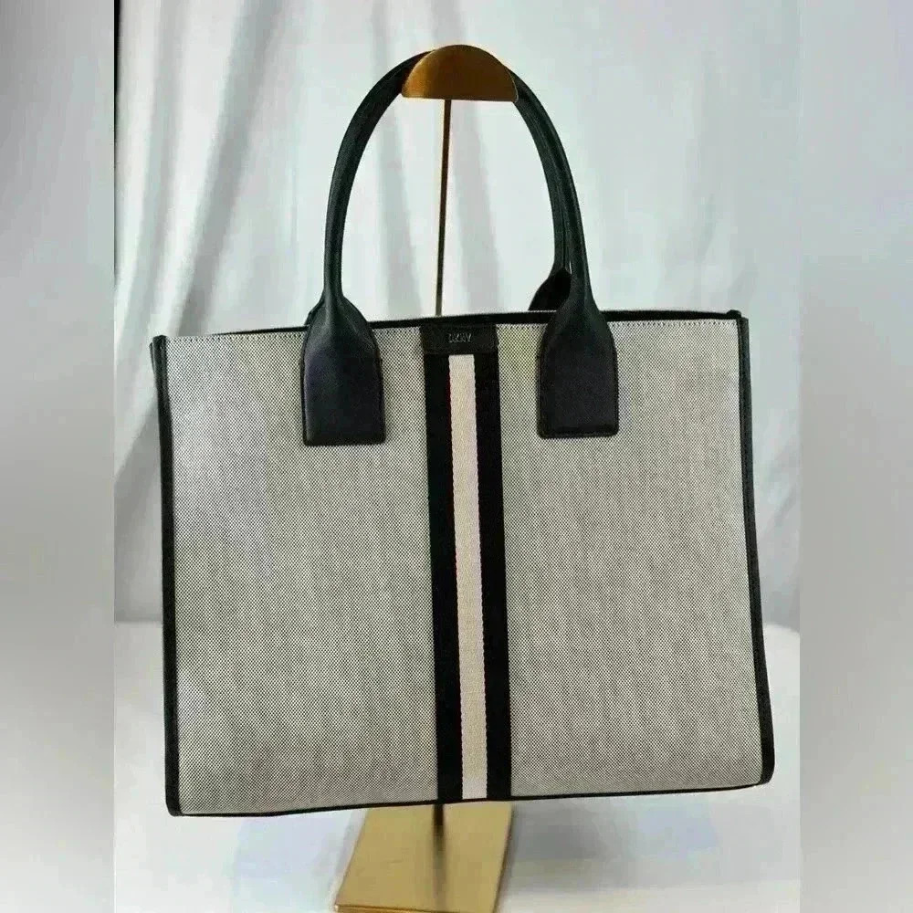 NWT - DKNY Gray with Black Trim Carlita Large Tote